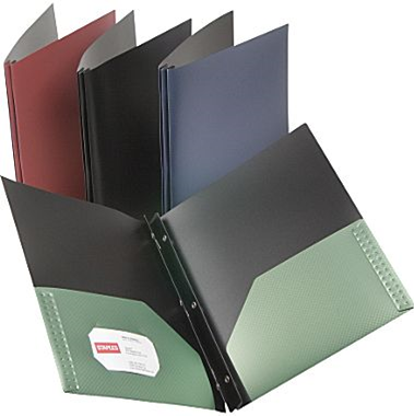 poly-plastic 2 pocket folders with brads / fasteners / prongs 